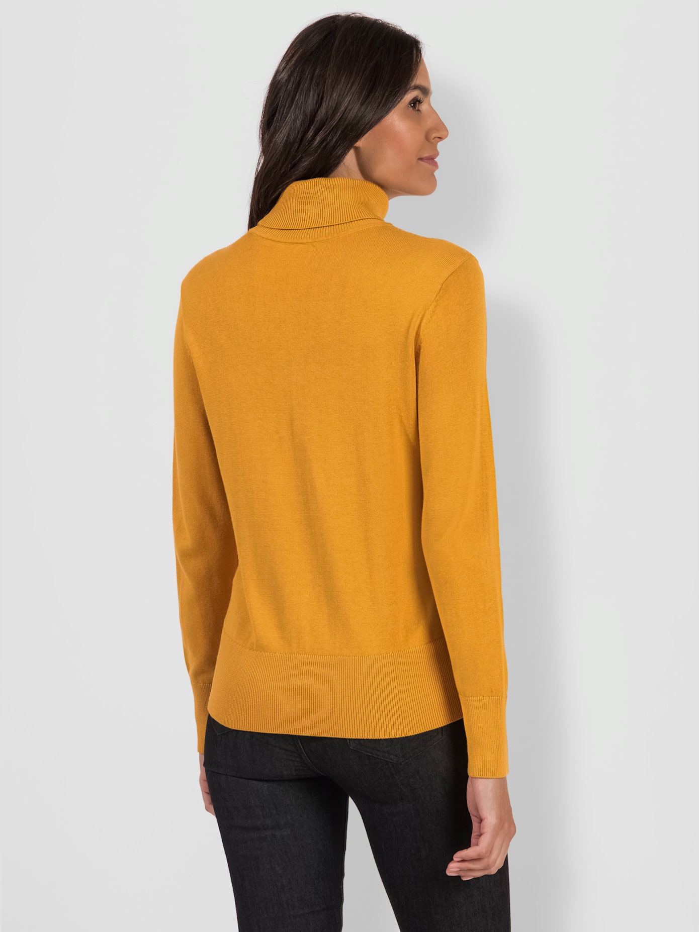 Pull tricot fin doux col roulé coupe classique