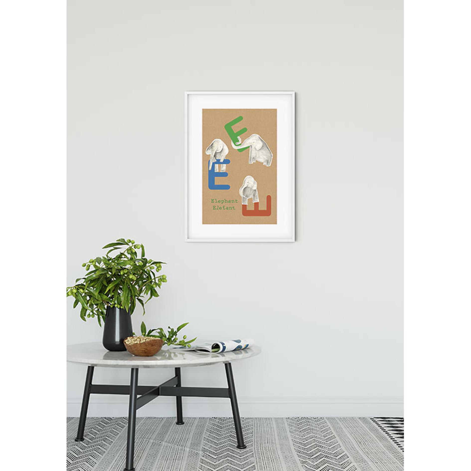 Wandbild ABC ANIMAL E - bunt - 50x70 cm