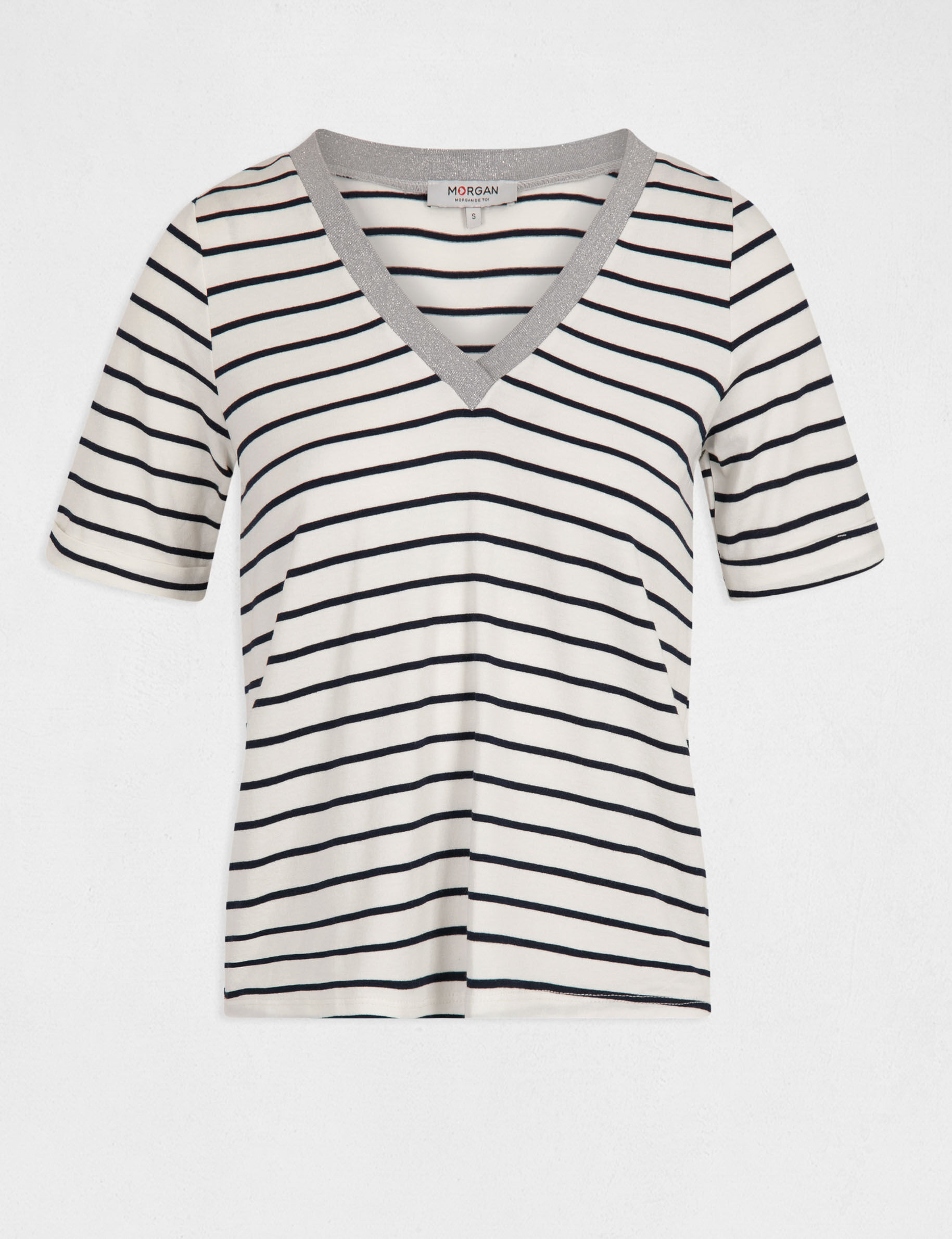 T-shirt manches courtes à rayures multico femme - multico