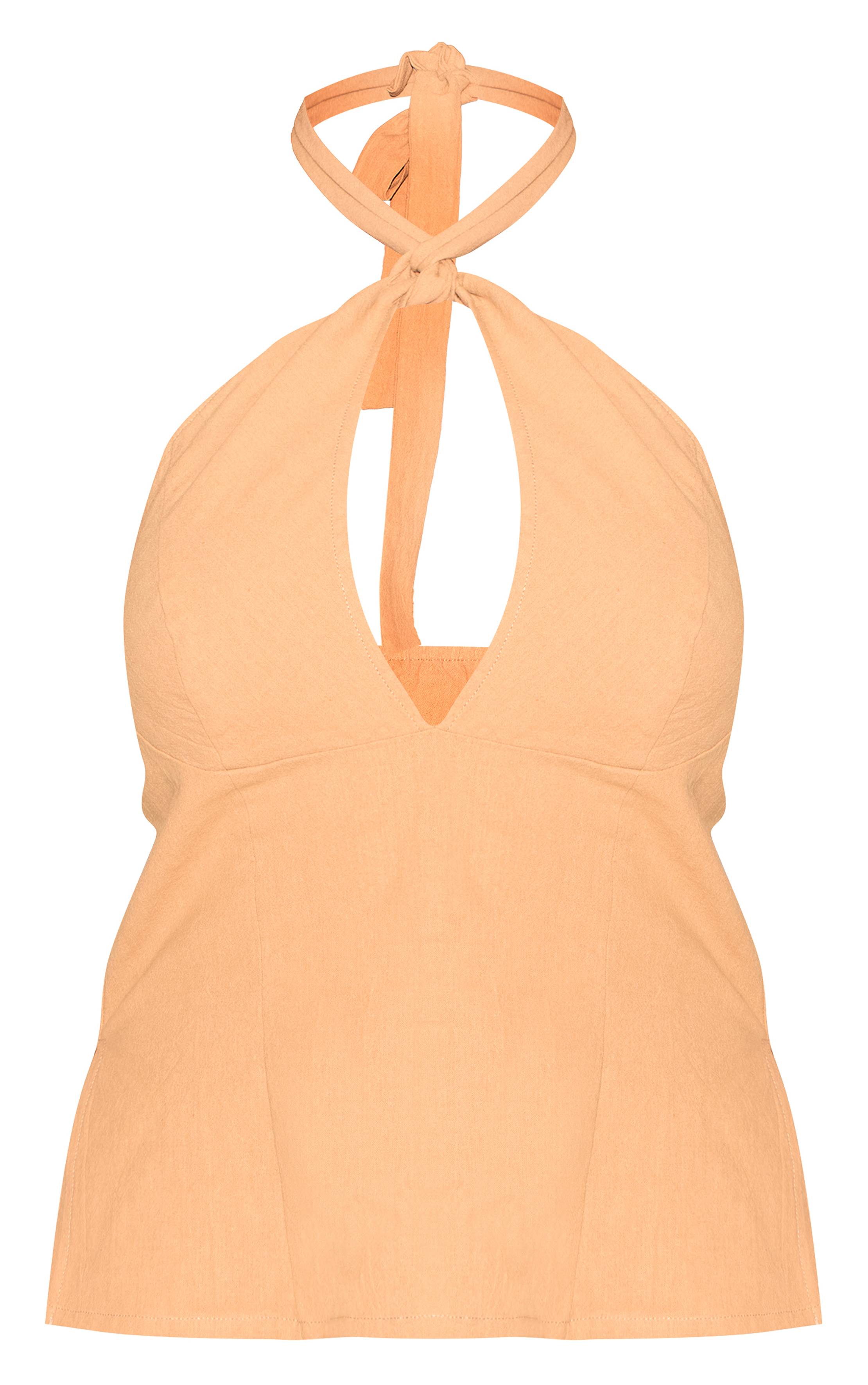Pêche Top Col Halter Effet Lin Shape