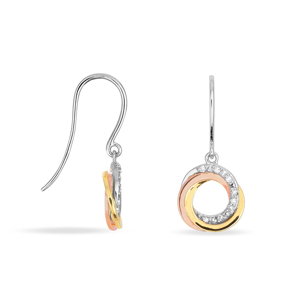 Boucles D'oreilles Pendantes Daphnee Or Tricolore Diamant