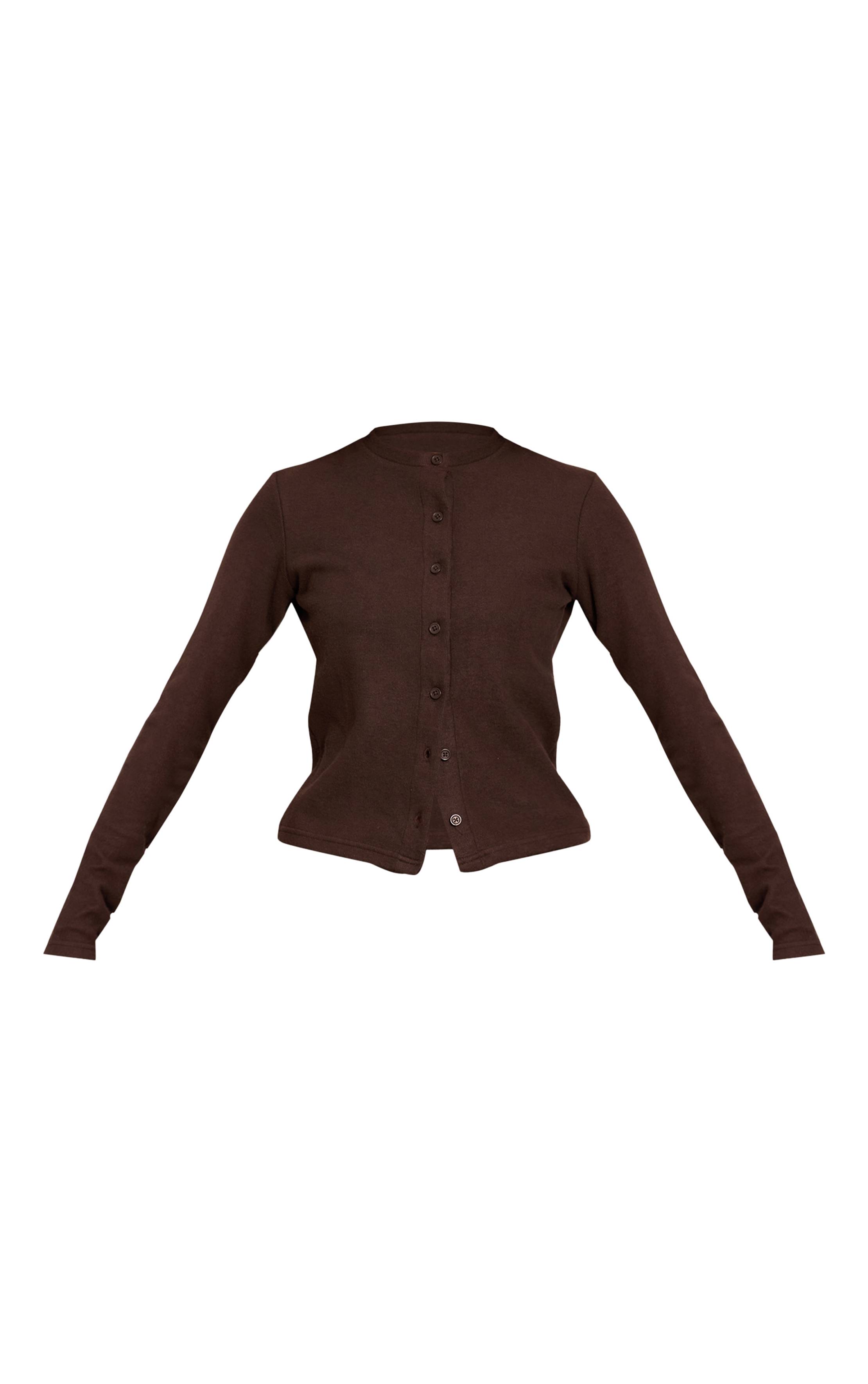 Chocolat Ensemble Coordonné Haut Boutonné Toucher Doux