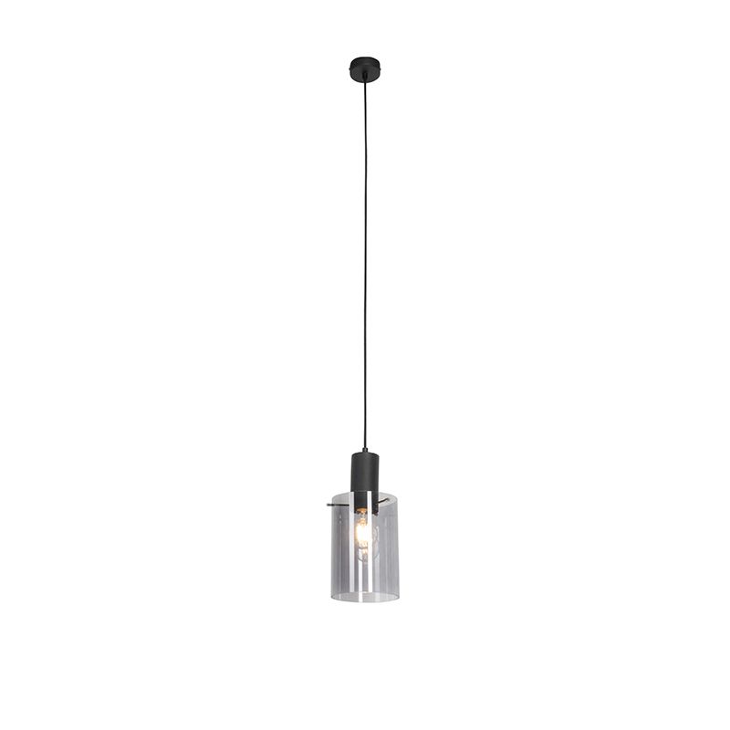 Vintage hanglamp zwart met smoke glas - Vidra