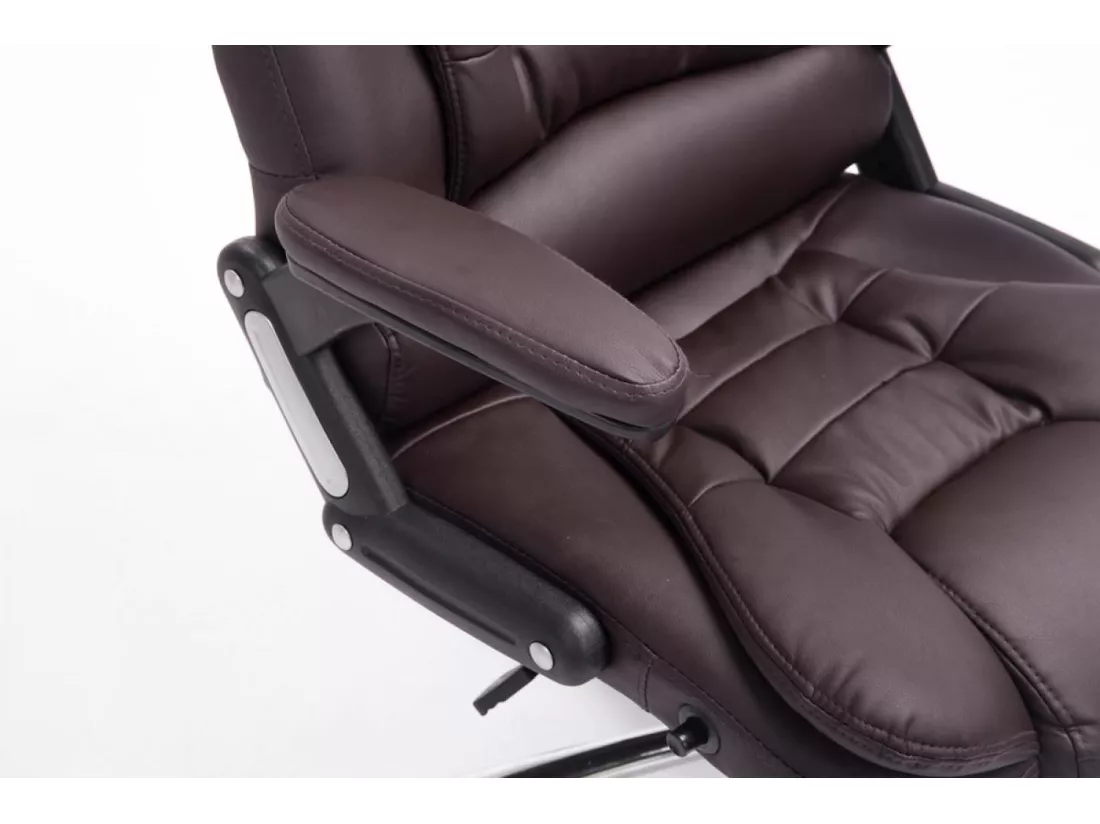 Chaise de bureau - Similicuir & Métal chromé - Marron - Thor