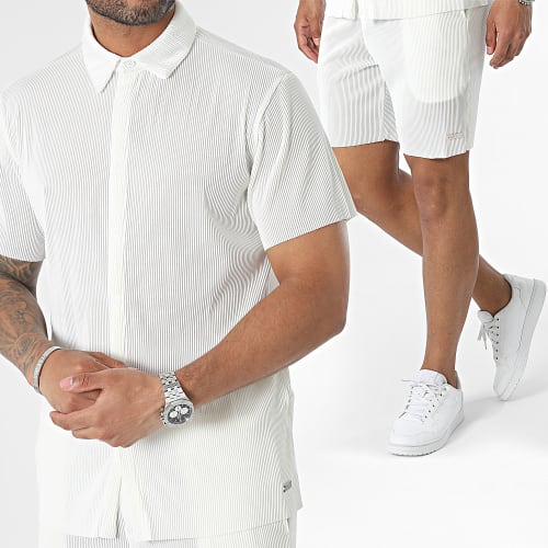 Ensemble Chemise Manches Courtes Et Short Jogging Blanc