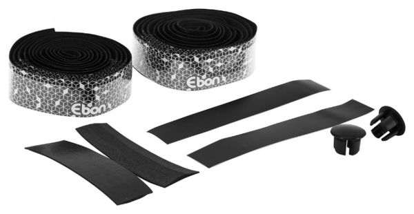 Ruban de guidon - cintre Newton ebon noir degrade blanc avec bouchons (confortable epaisseur 2.6mm)