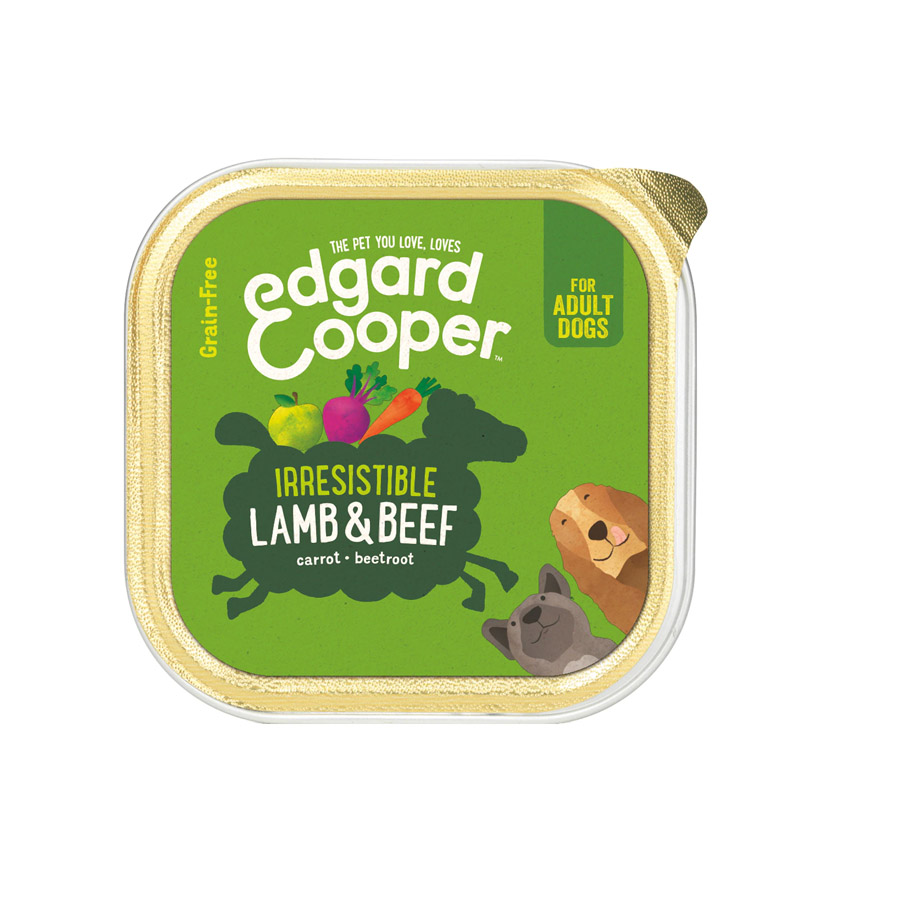 Ração para cães Edgard & Cooper, sabor cordeiro e carne bovina (em pote)