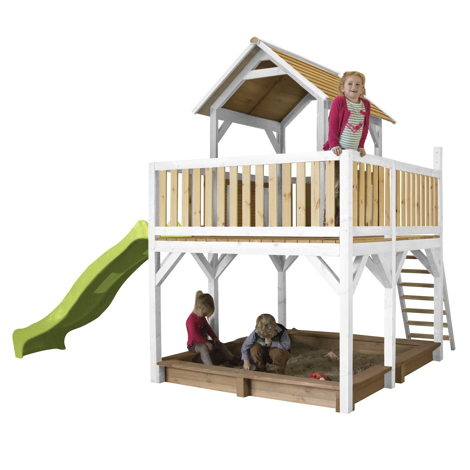 Axi Atka Play Tower Bruin/wit - Toboggan Vert citron