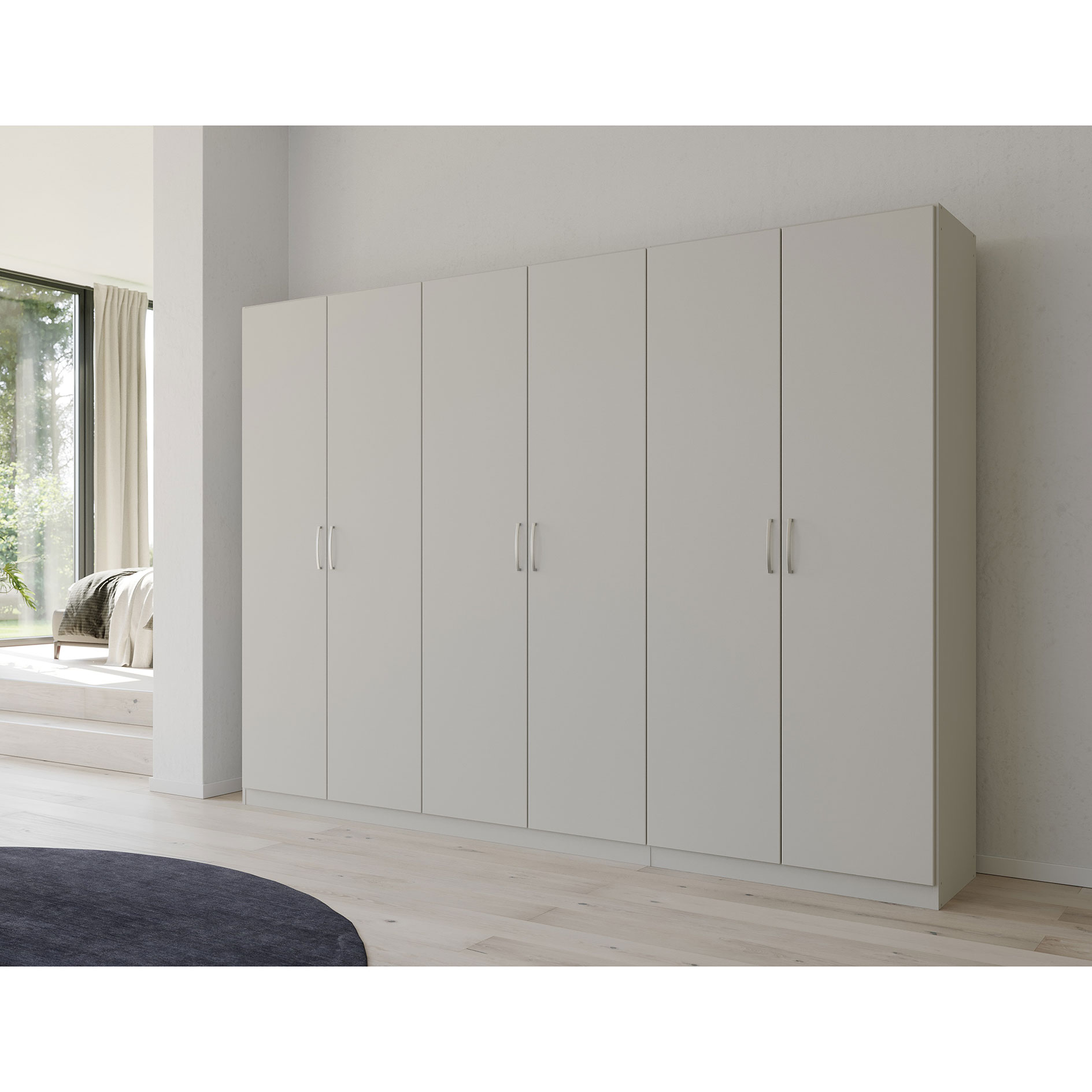 Drehtürenschrank - seidengrau - 6 Türen - 271 cm