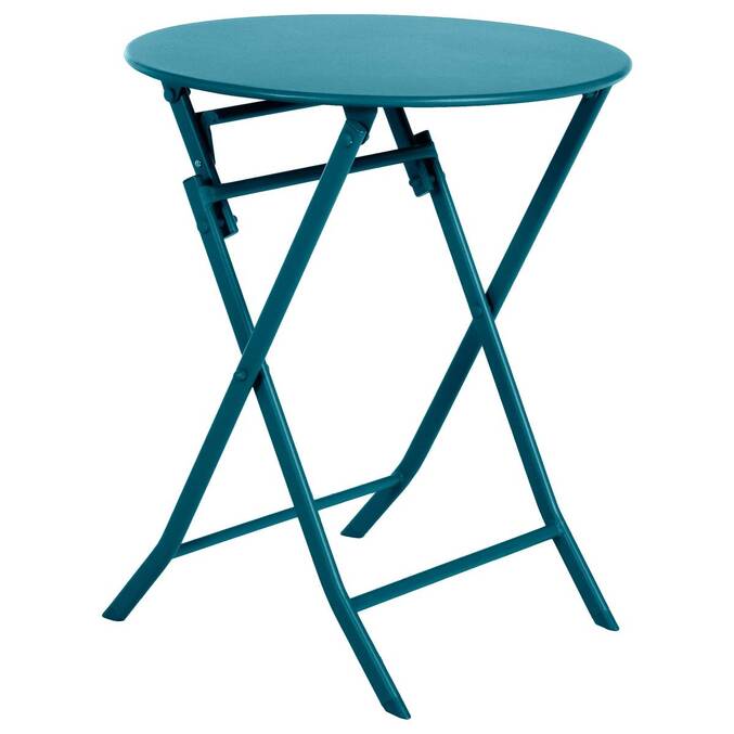 Table de jardin pliante ronde GREENSBORO Bleu canard