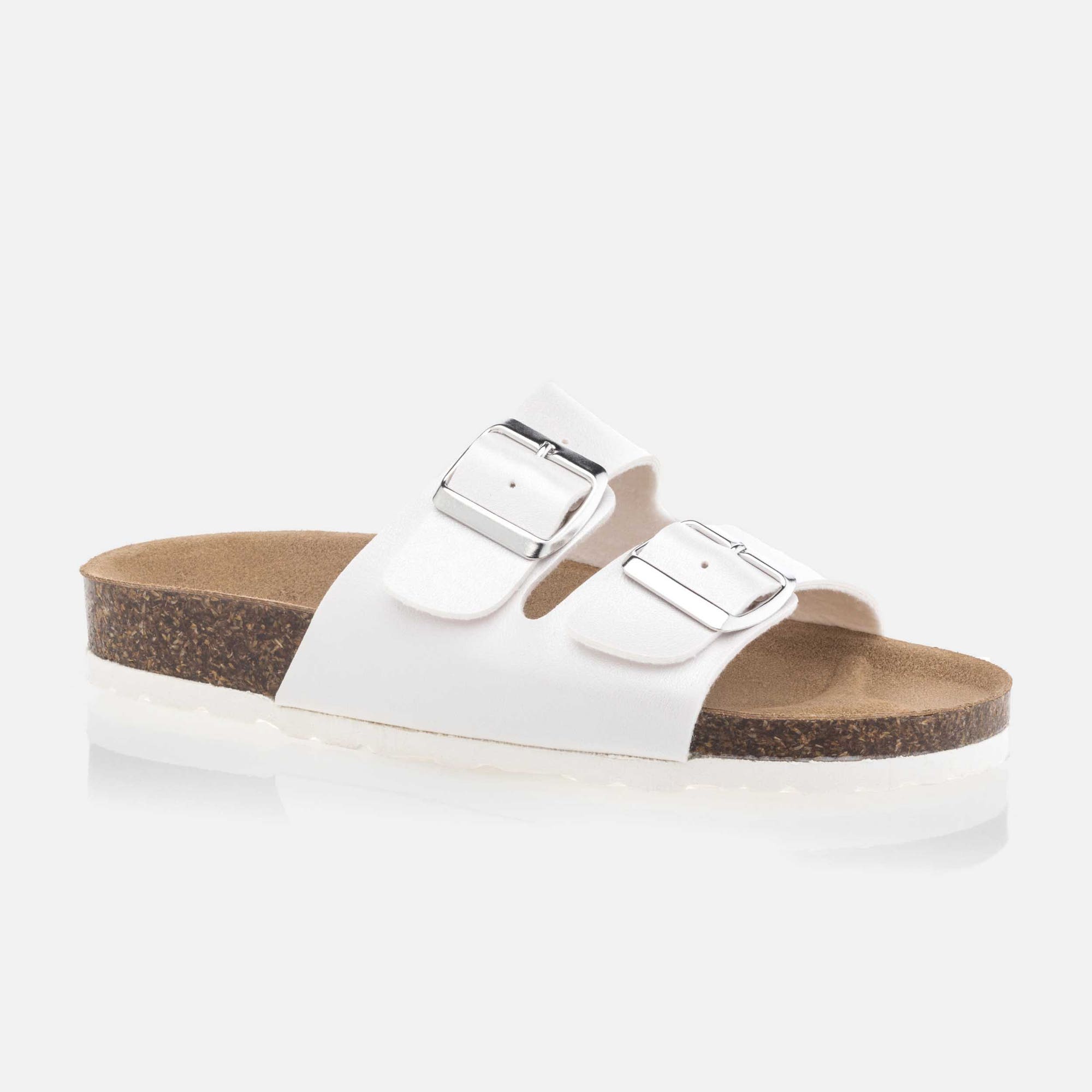 Mules semelle liège Femme blanc