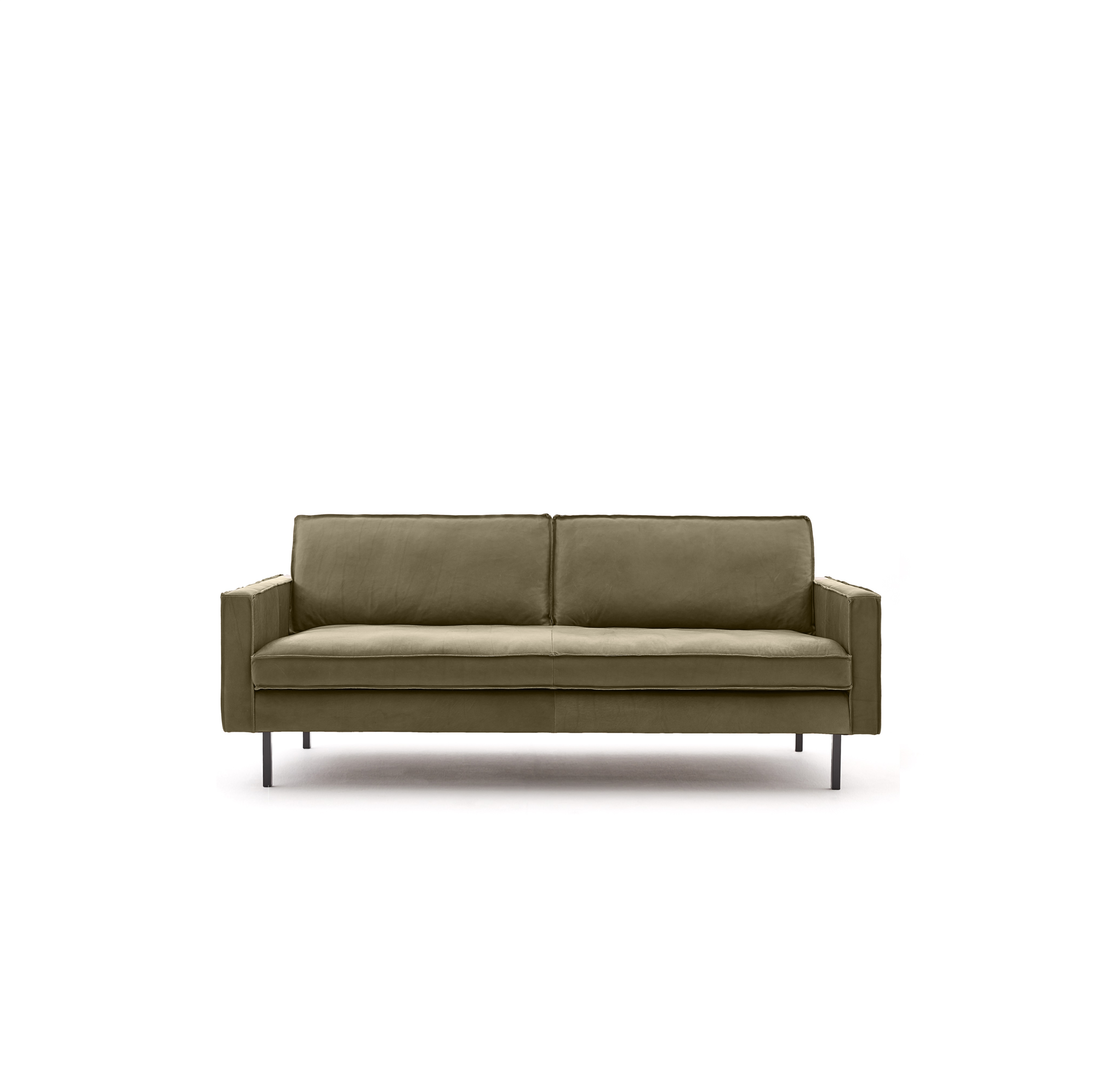Loods 5 Design 3-zitsbank Slimm Leer Outside 3 Zits - 200 cm | PGC Sauvage Olive | Poten: Zwart