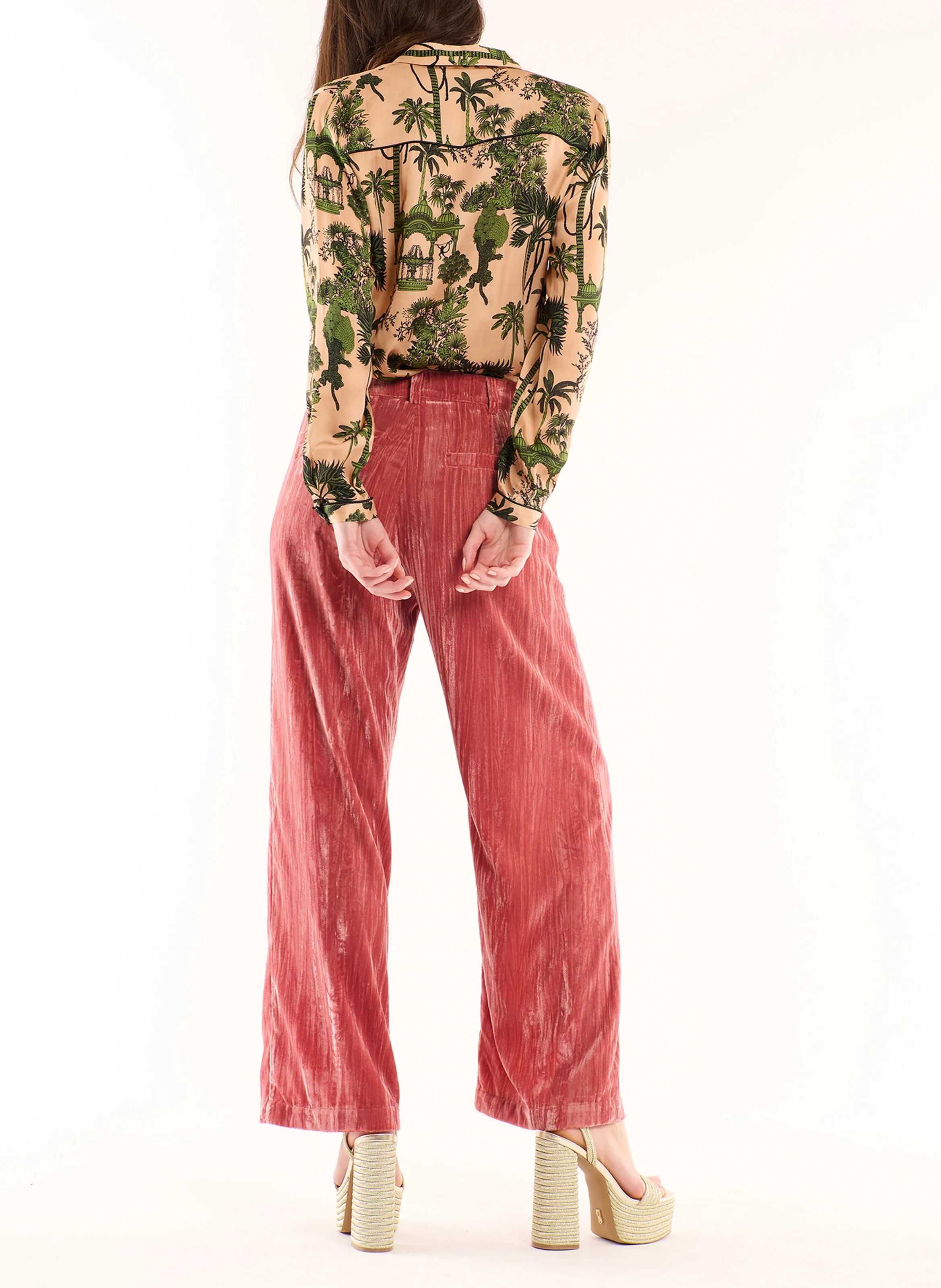 KOFFI - Pantalon large effet velours | Rose