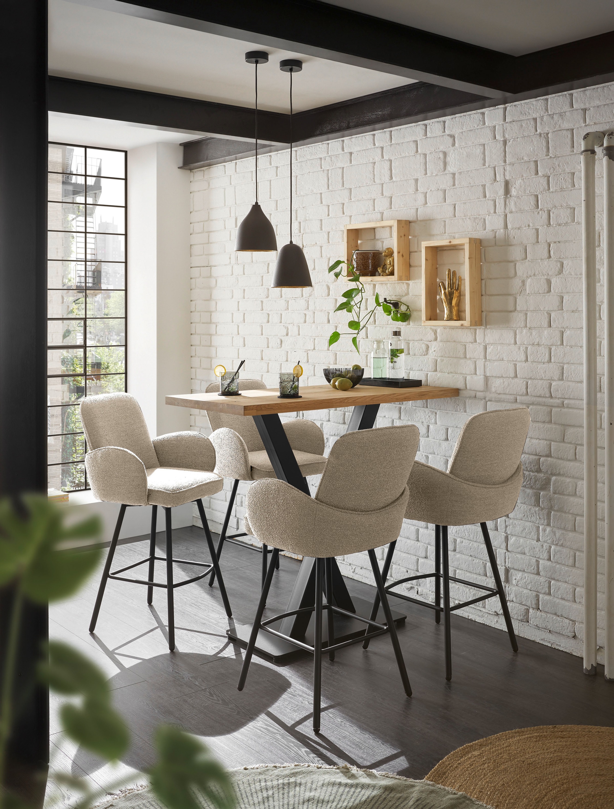 Stolkom Bartisch »Duke Eiche Massivholz geölt, Hochtisch BxHxT 120x104x60 cm« Gerade Kante, Eiche Massivholz geölt durchgehende Lamelle