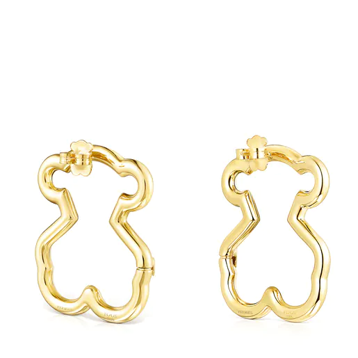 Brincos grandes de urso com banho de ouro 18k sobre prata Hold