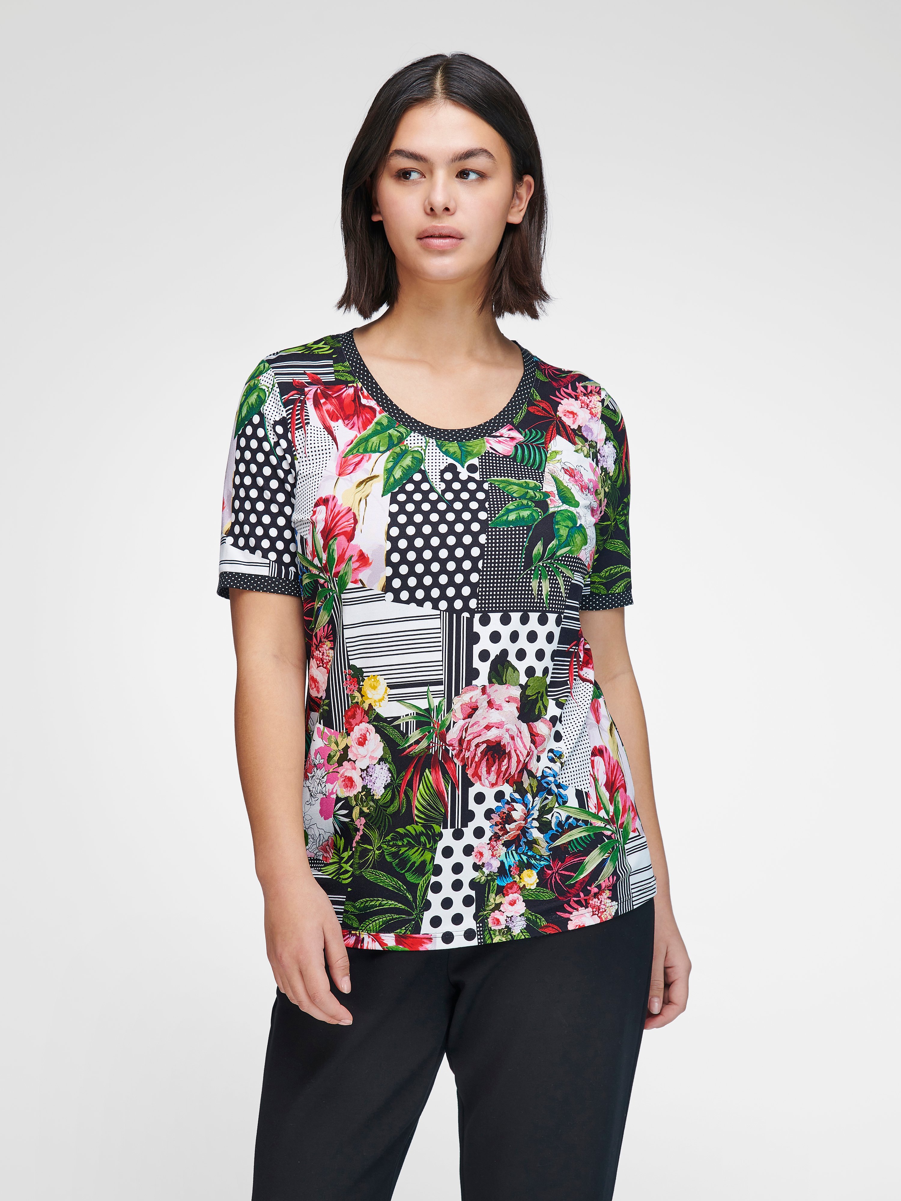 Rundhals-Shirt mit 1/2-Arm