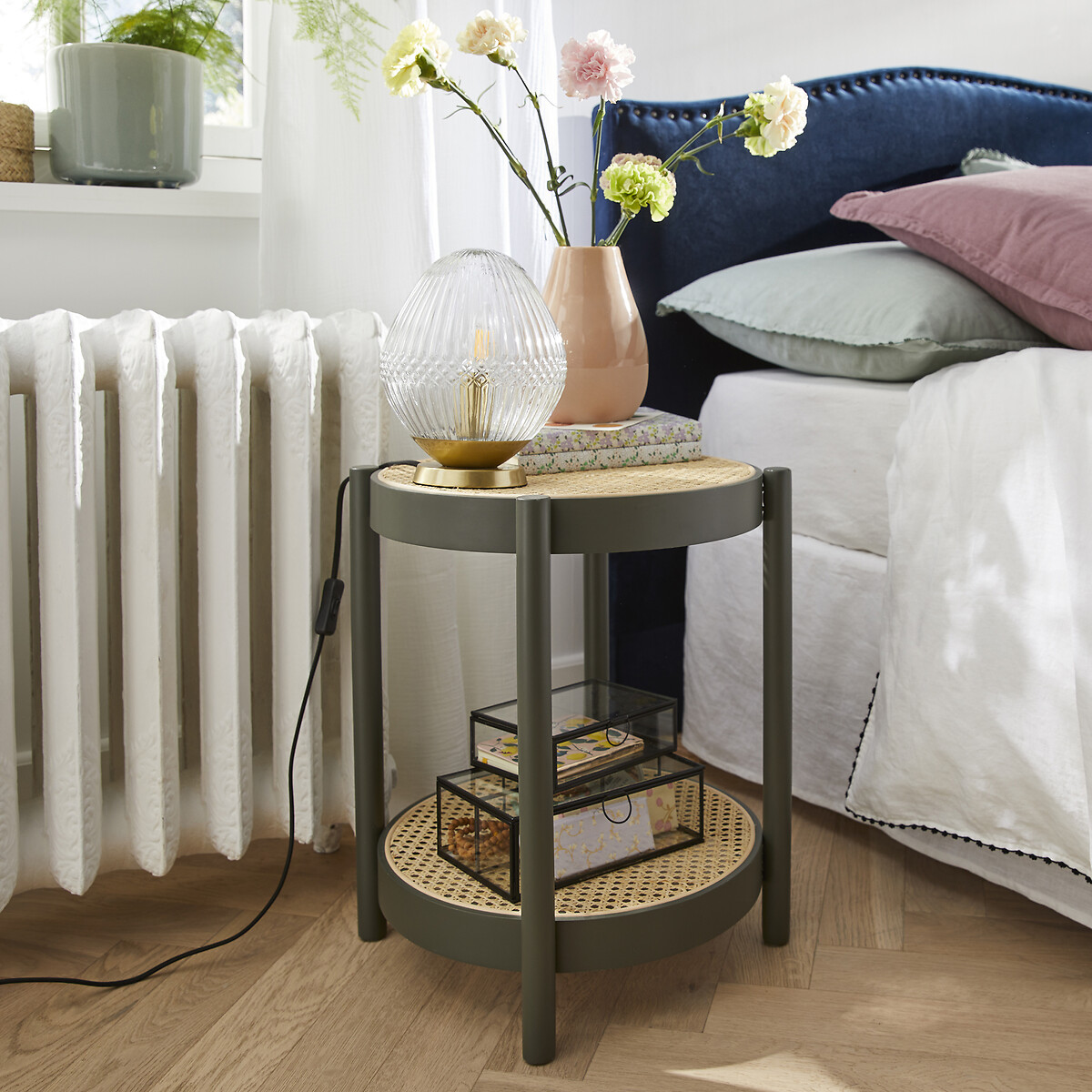 LA REDOUTE INTERIEURS<br>Mesa de cabeceira, 2 tampos em rattan, cedro