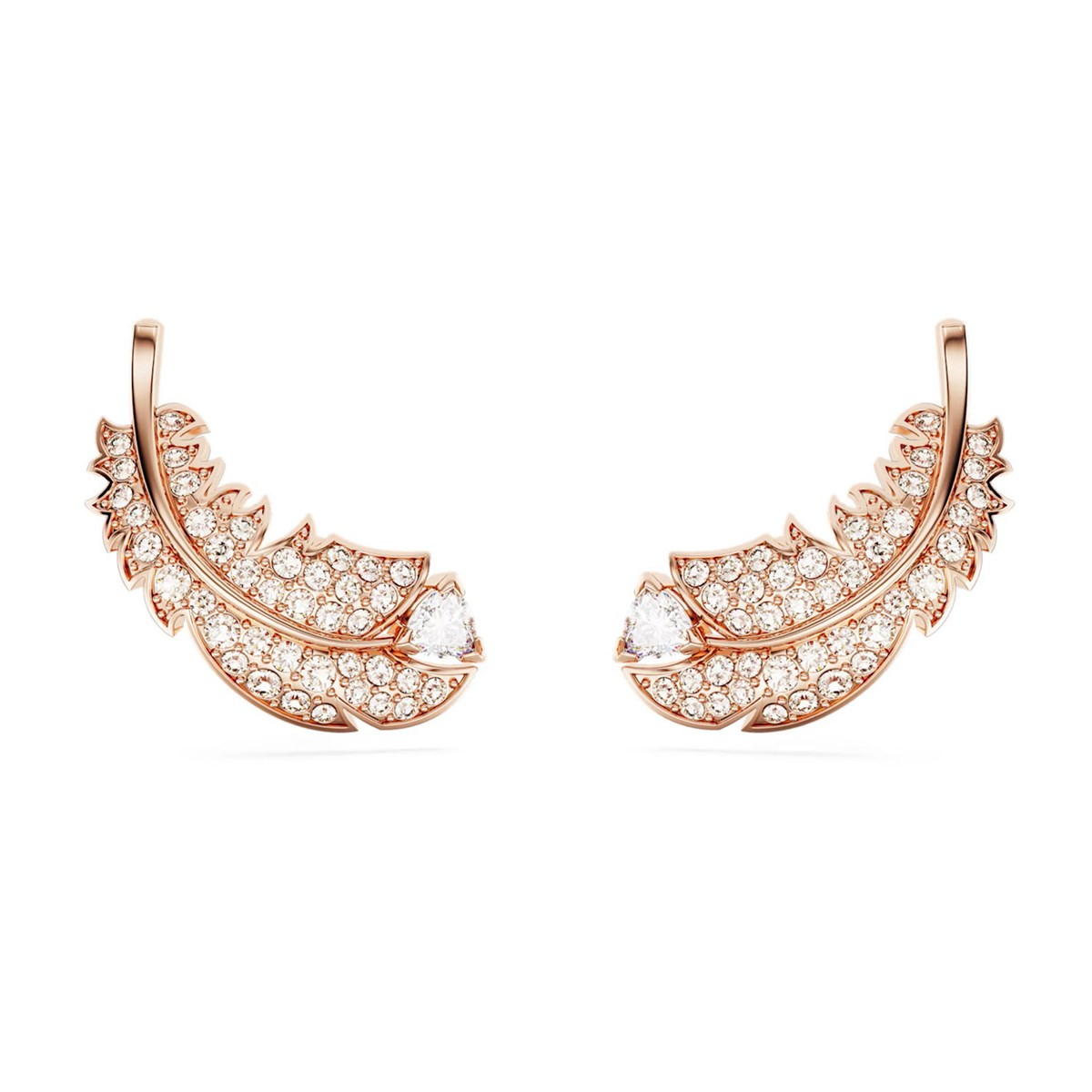 Clous d'oreilles Swarovski Nice plume doré rose