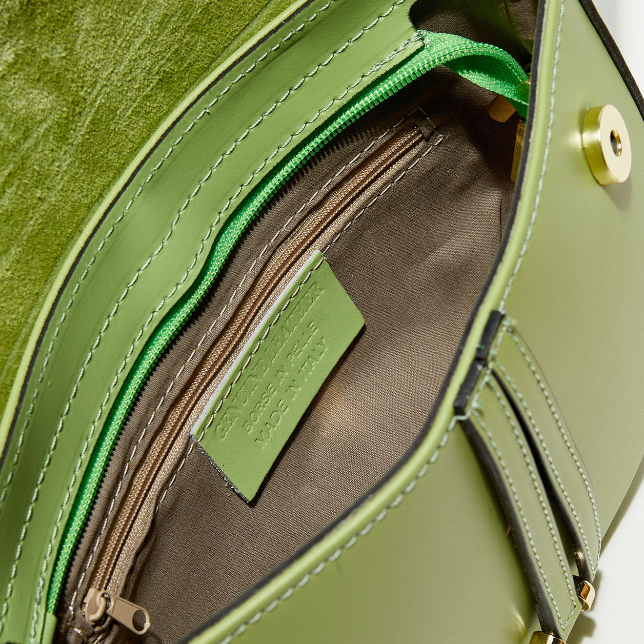 Christian Laurier Sac bandoulière en Cuir Kena vert pistache - 22x16x5.5 cm