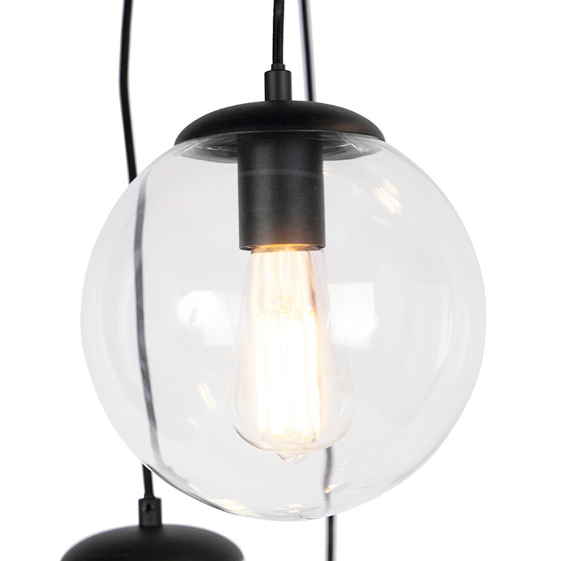 Art deco hanglamp zwart 7-lichts - Pallon