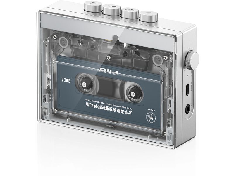 FiiO Portabler Kassettenspieler CP13 Silber; Transparent Portabler Kassetten-Player mit integriertem Akku