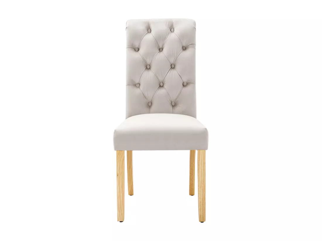 Lot de 6 Chaises en velours avec pieds en chêne - Marron