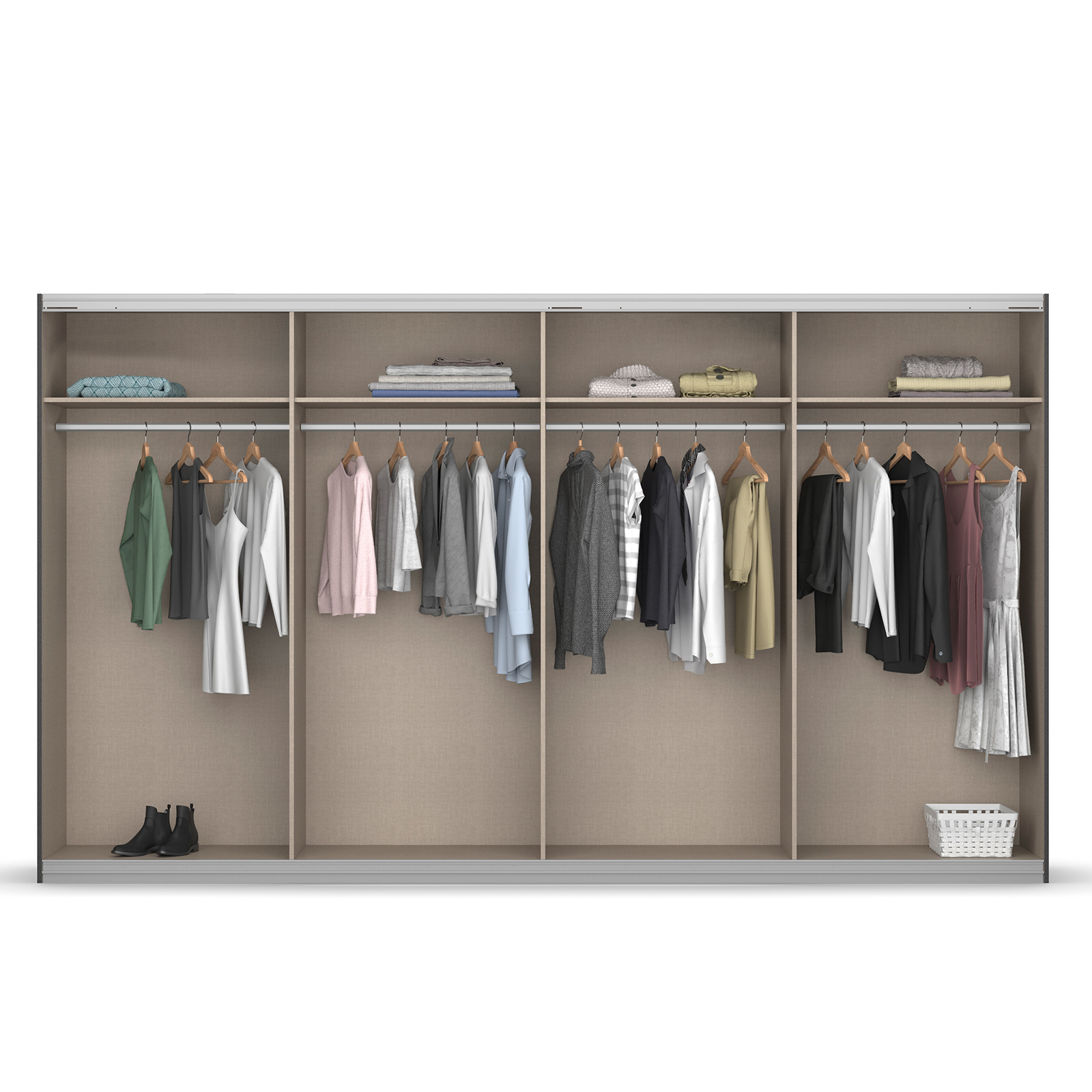 Schwebetürenschrank - alpinweiß - 4-türig - 360x211 cm