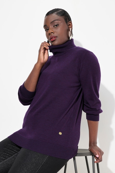 Rollkragen, Pullover, Merinowolle, Classic Fit, Langarm