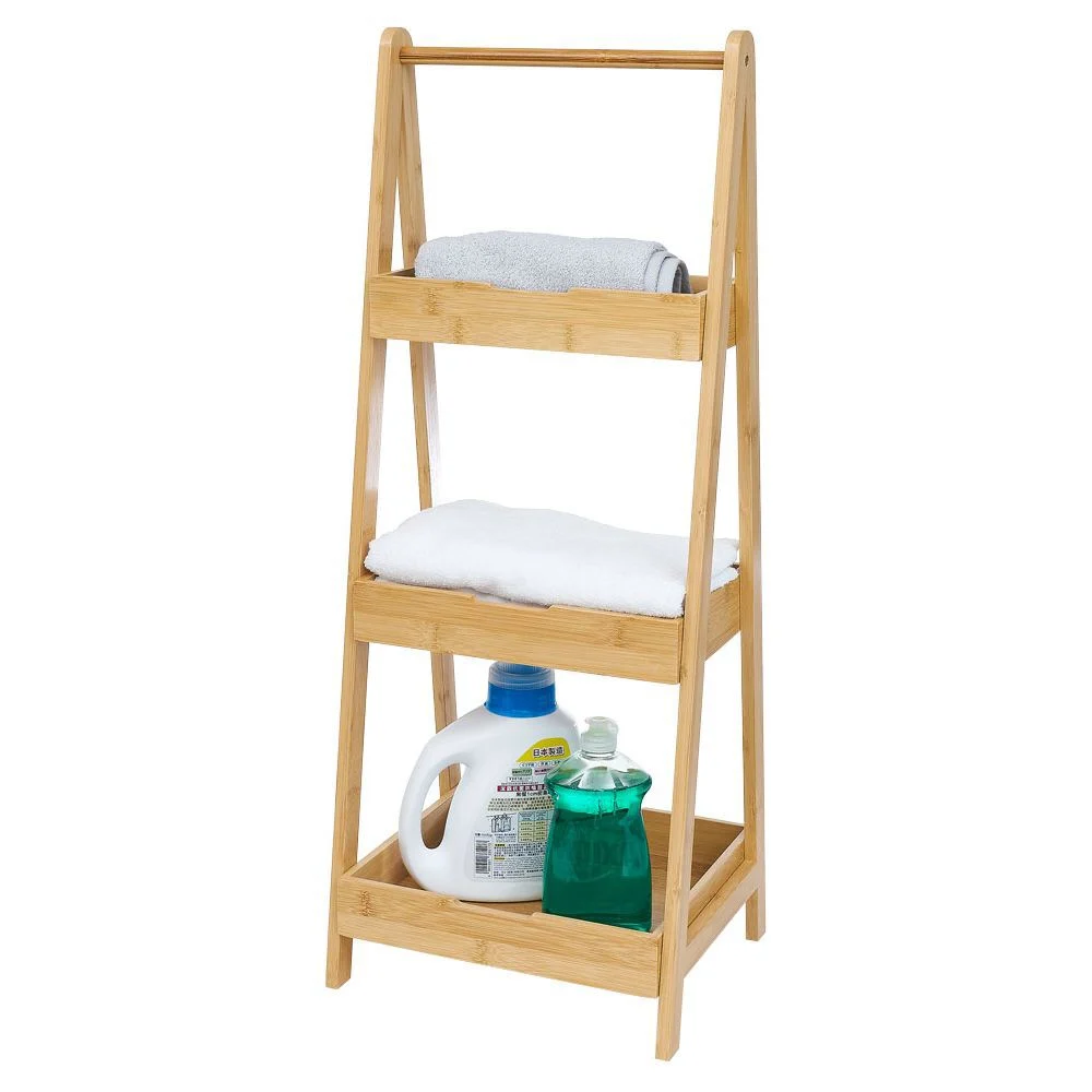 Rangement 3 niveaux en bambou naturel 30xH78x25cm
