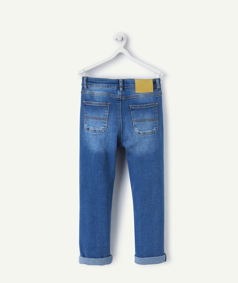 pantalon relaxed garçon en denim low impact avec revers