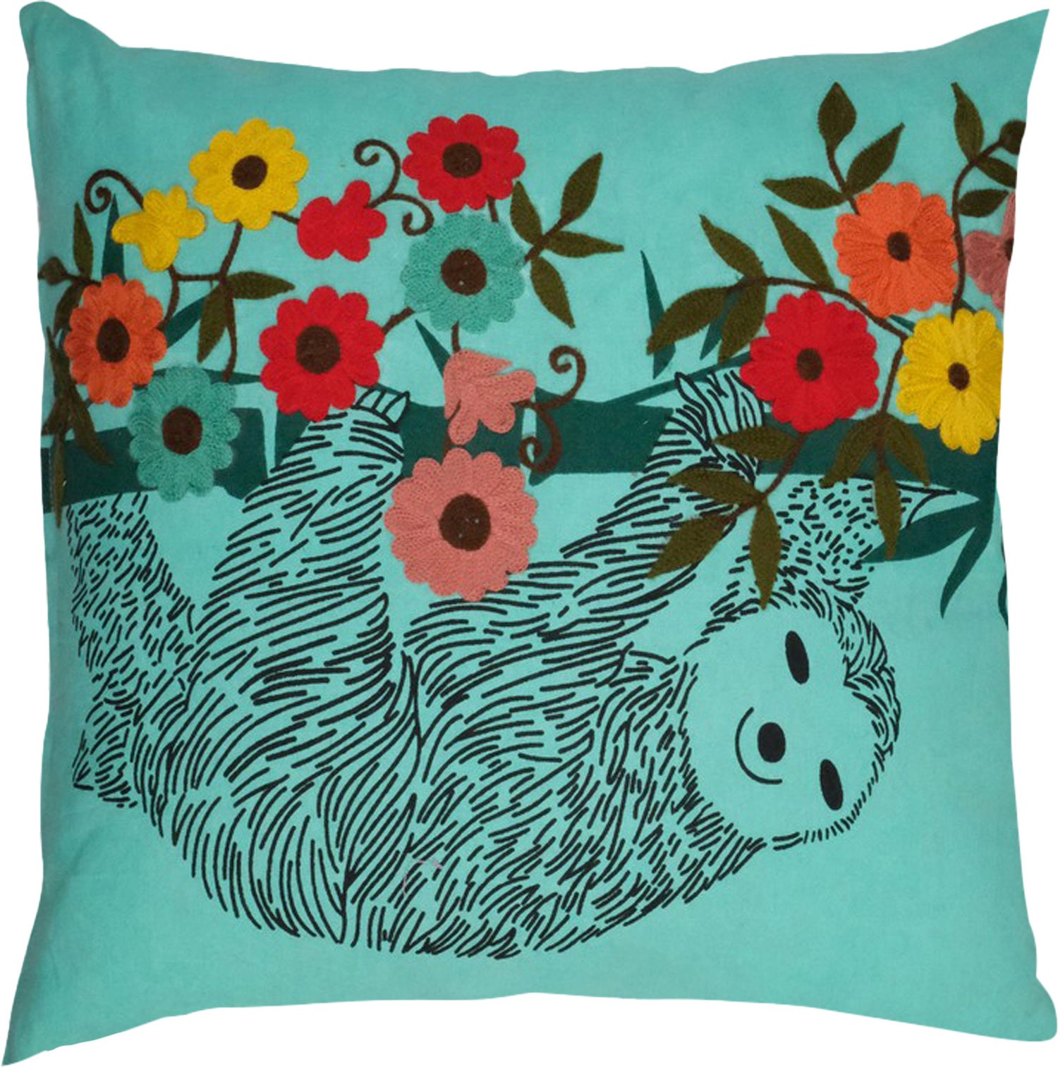 Linen & More Lexi sierkussen dieren / bloemen blauw 45 x 45 x 10 cm