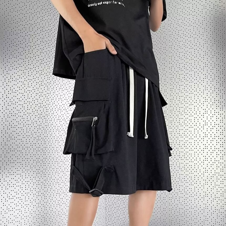 Craltuxe - Effen cargoshorts met trekkoordtaille