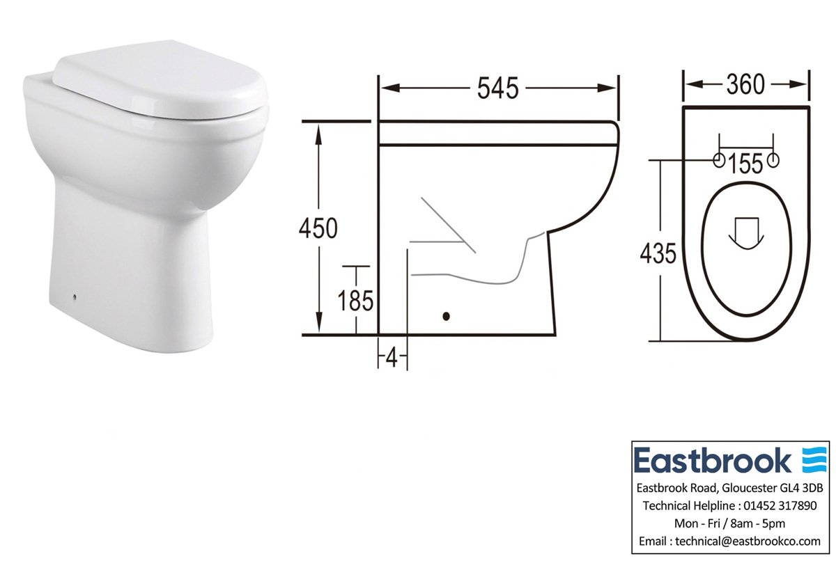 Eastbrook Dura Comfort staande toiletpot met vortex spoeling wit glans