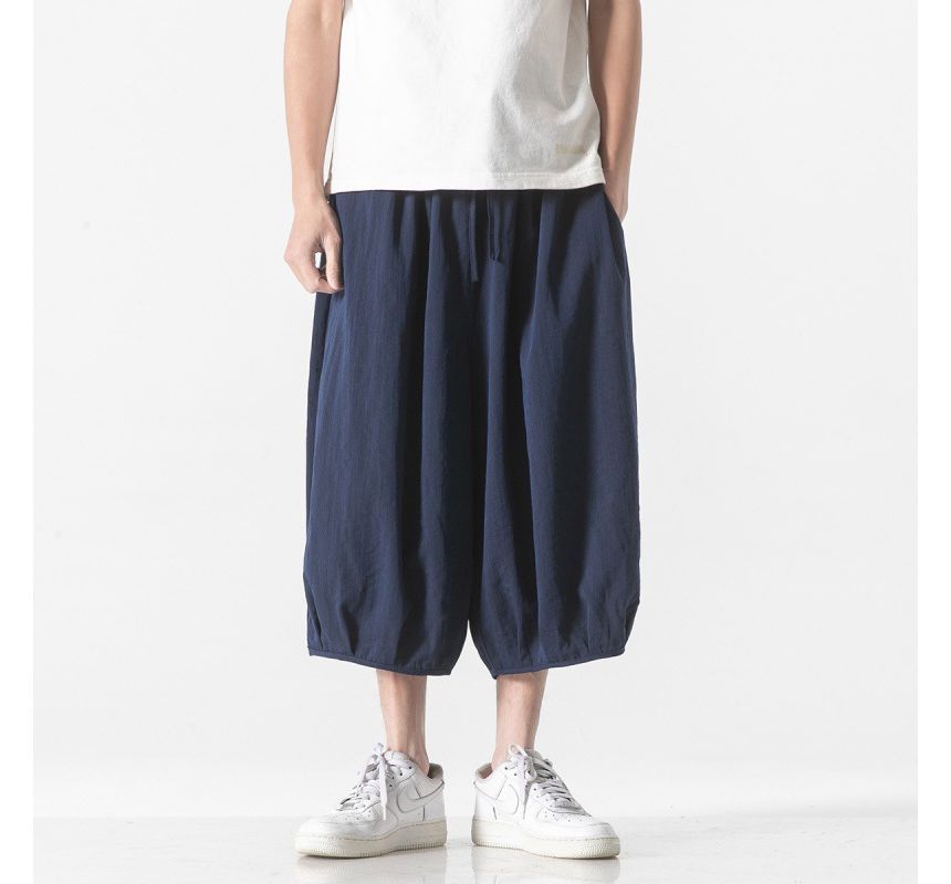 Aozora - Low Rise Plain Capri Baggy Pants