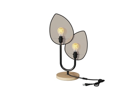 ATMOSPHERA - Lampe à poser feuille en cannage et métal - beige et noir