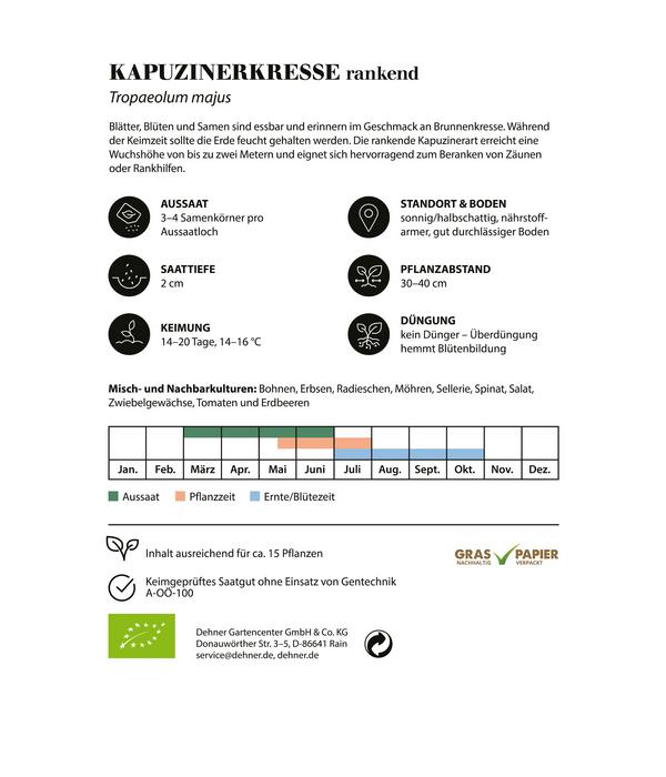 Dehner Bio-Saatgut Kapuzinerkresse, rankend