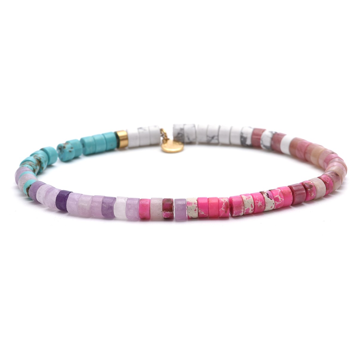 Bracelet Perles Heishi Turquoise Améthyste Jaspe Rouge Impérial 4mm-Small-16cm