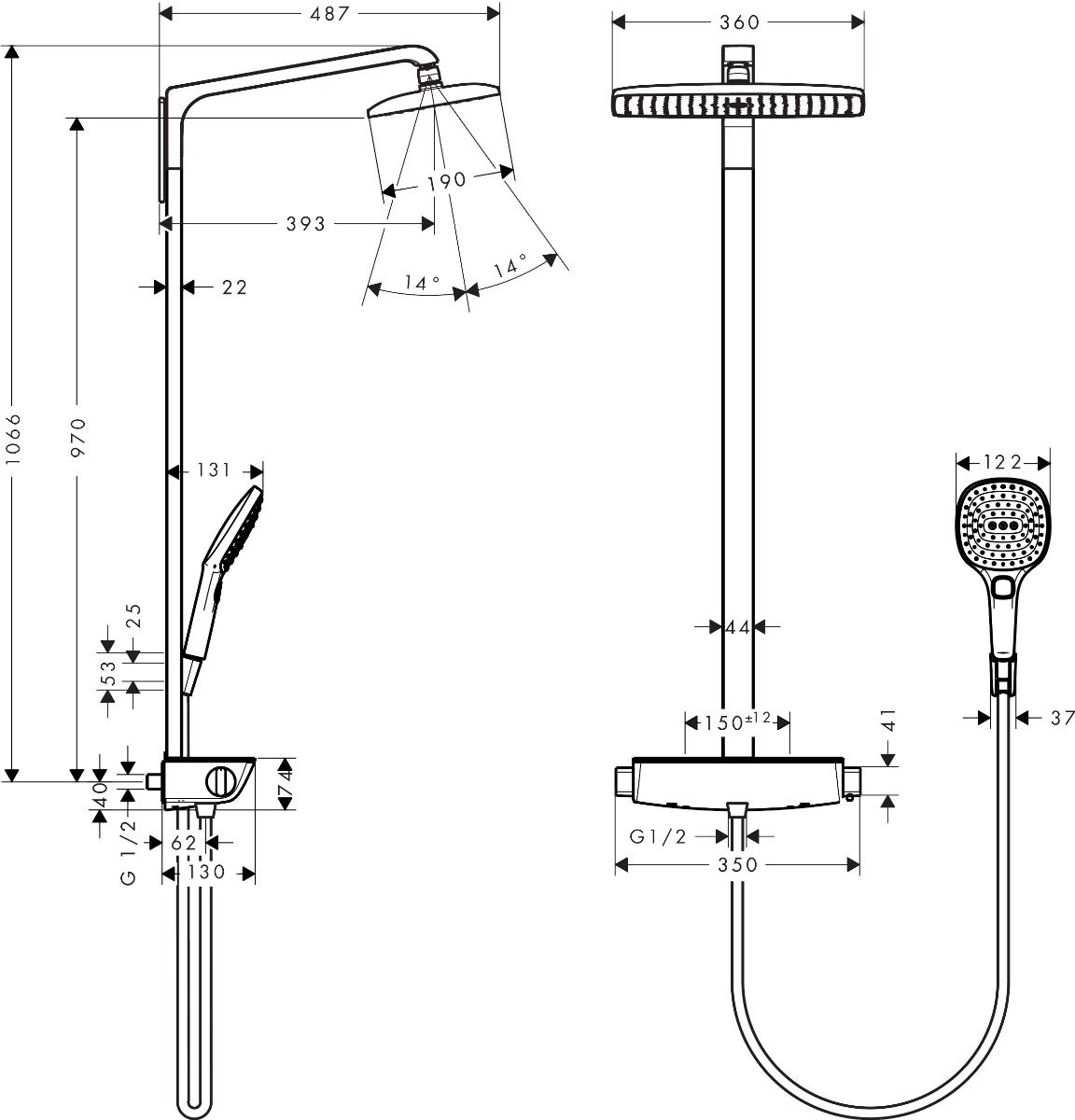 Hansgrohe Raindance E 360 Air opbouw regendouche met handdouche chroom