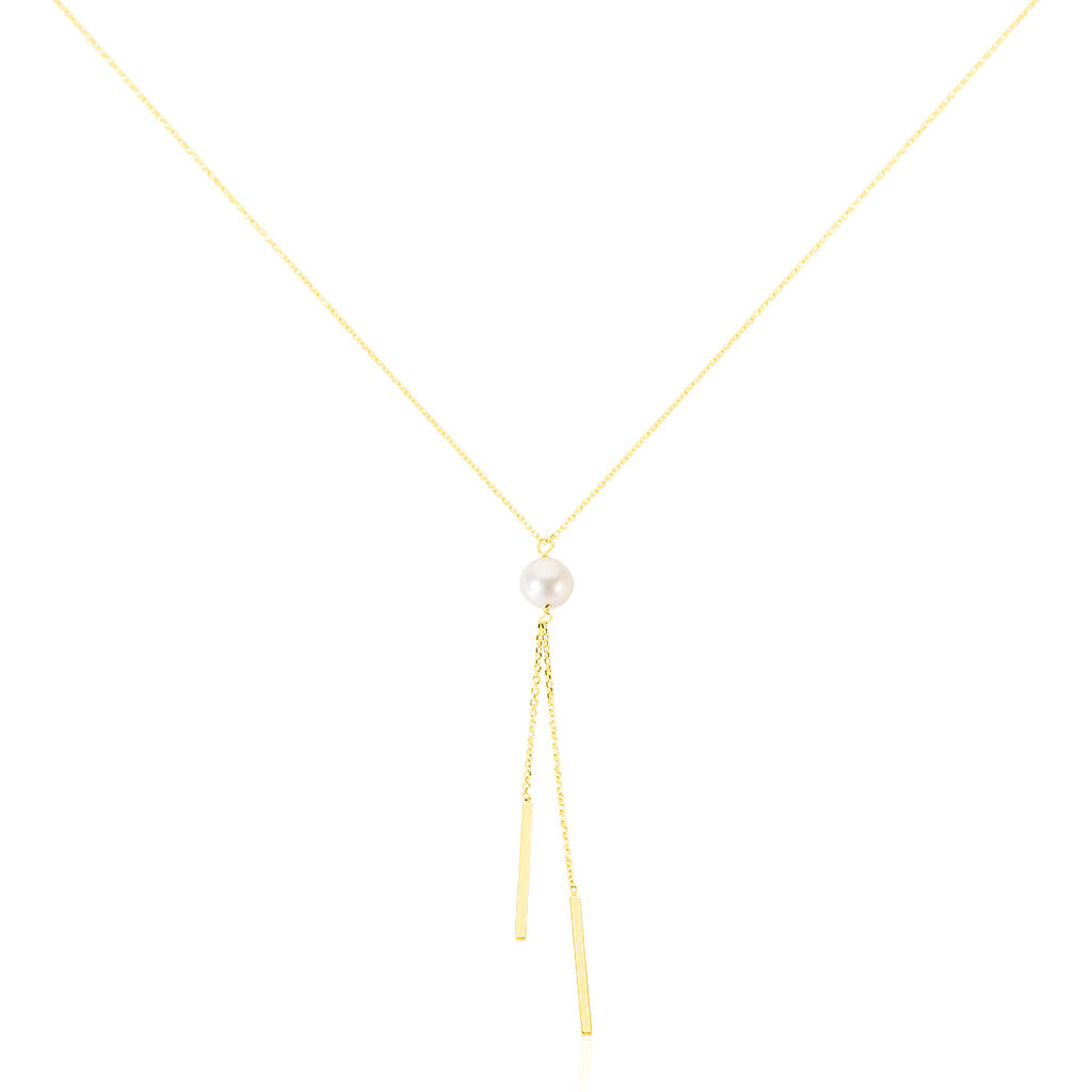 Collier Salman Or Jaune Perle De Culture
