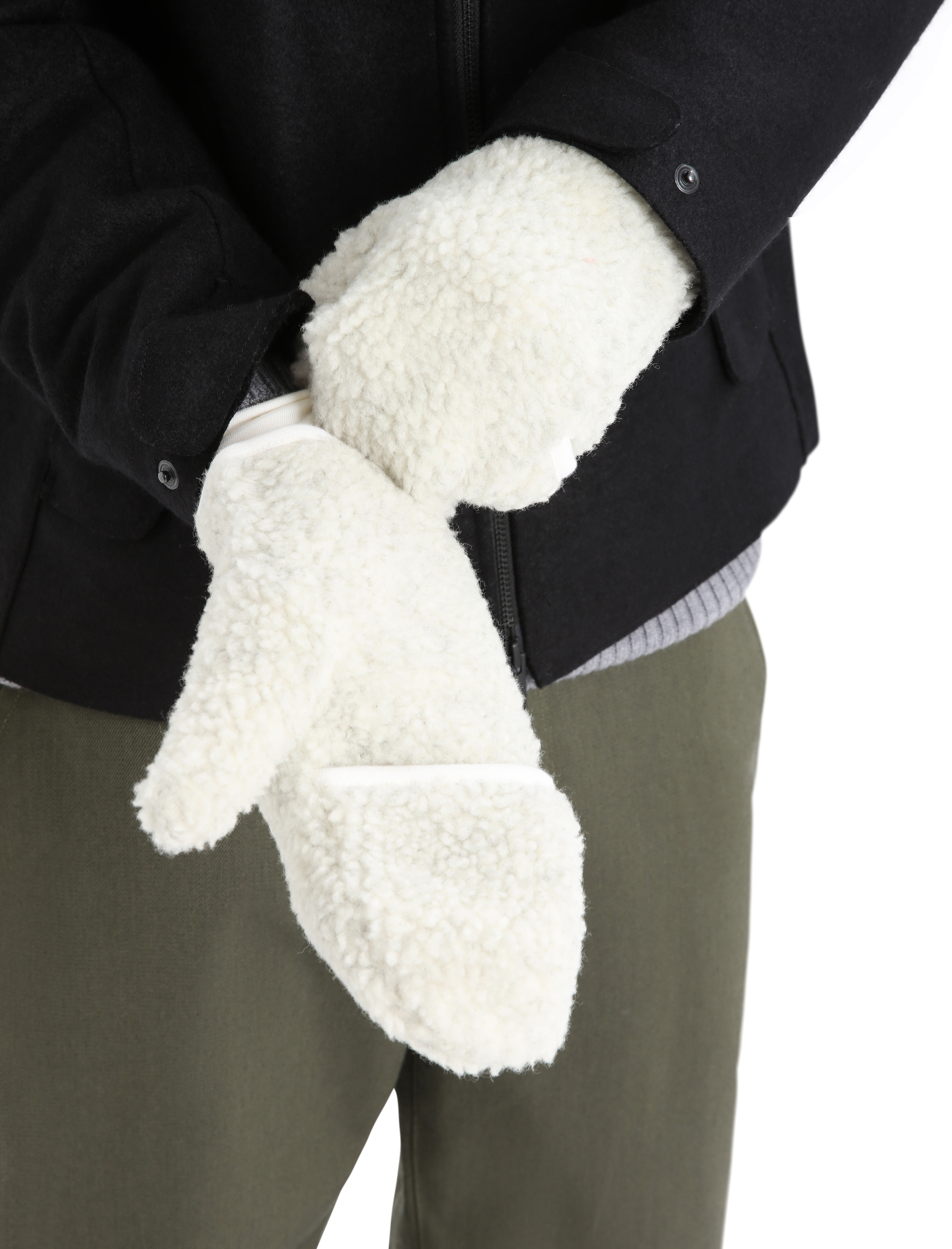 RealFleece Merino High Pile Mittens Ecru Heather