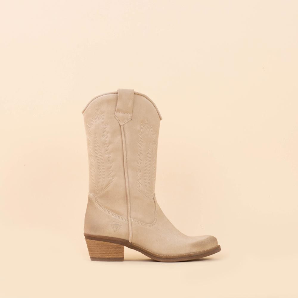La Pintura cowboyboots beige suede met rits