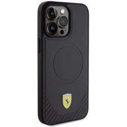 iPhone 15 Pro Max MagSafe Leder Hardcase Hülle Metall Logo (FEHMP15XPTEK) - Schwarz