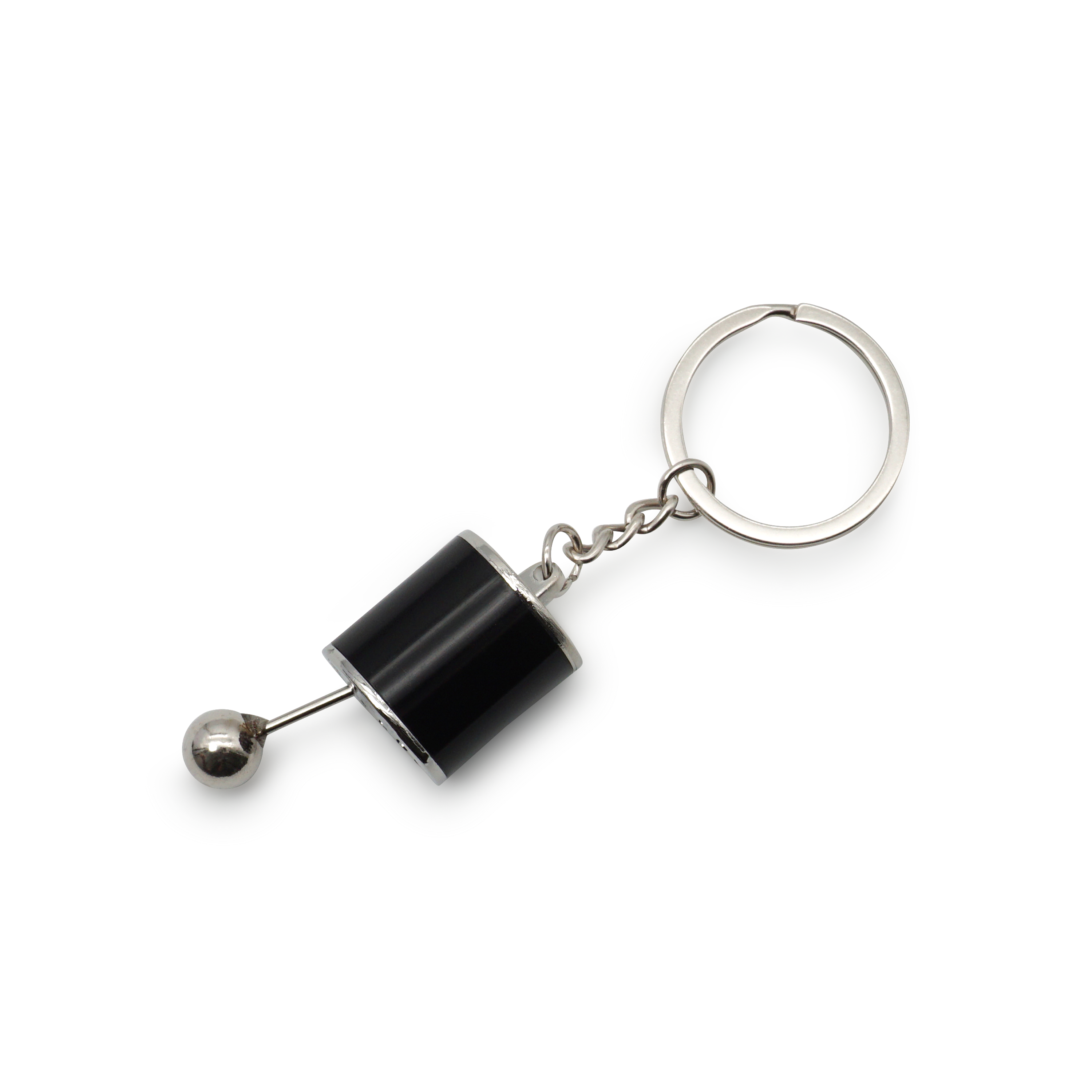 (50x20mm) Metall 3D Schalthebel Schlüsselanhänger Anti Stress Accessoire mit Spaltring - Schwarz