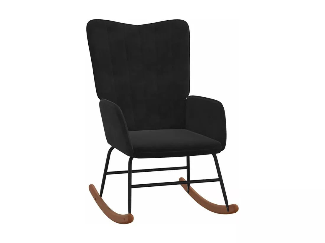 Chaise à bascule avec repose-pied Noir Velours