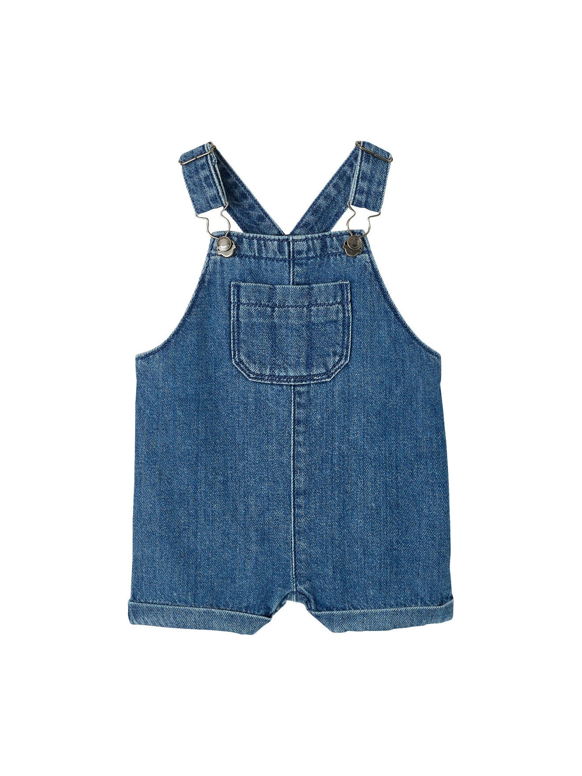 Vertbaudet Kurze Baby Latzjeans blue stone