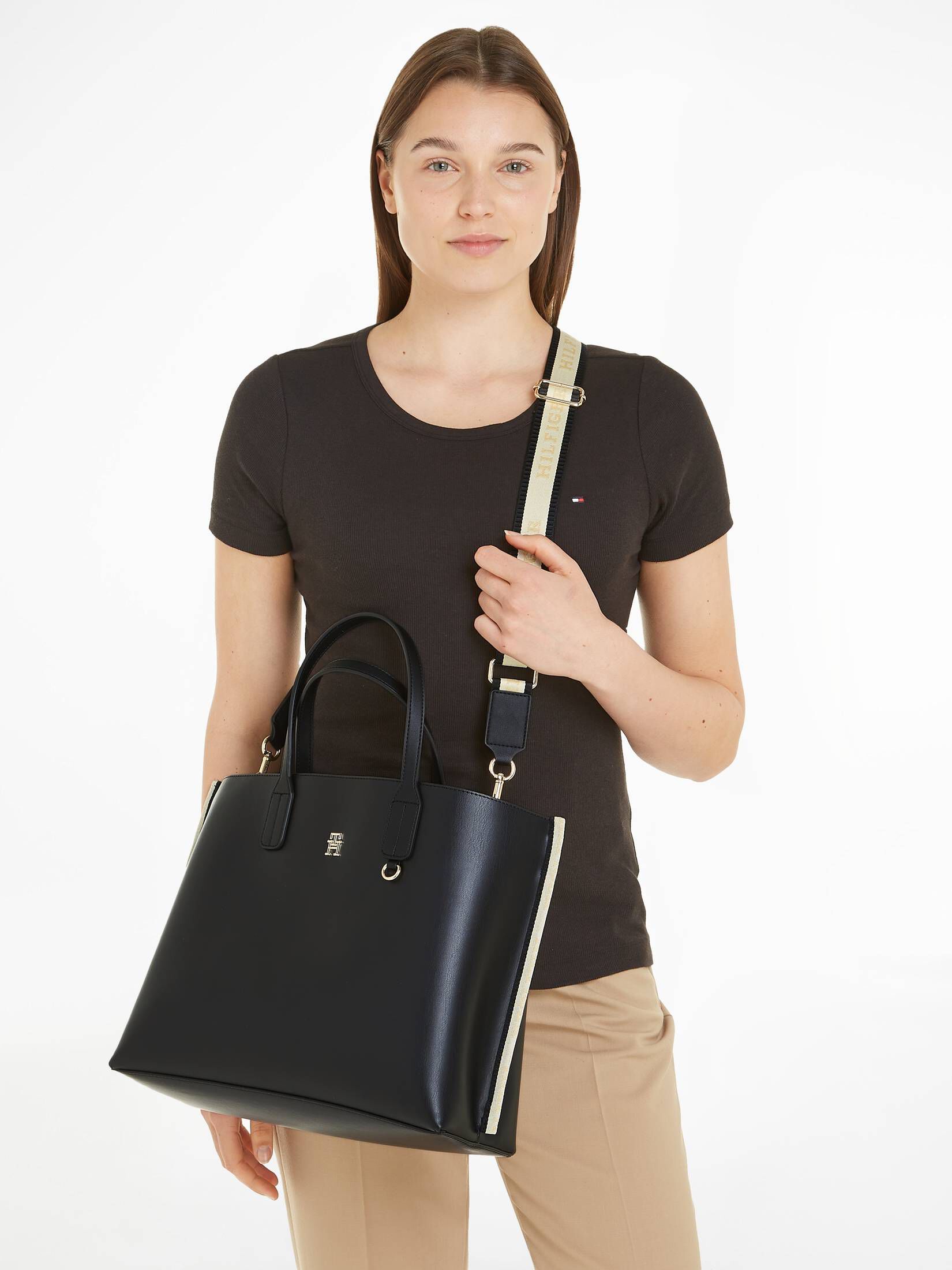 Tommy Hilfiger| Damen Shopper ICONIC TOMMY SATCHEL mit abnehmbarem Riemen