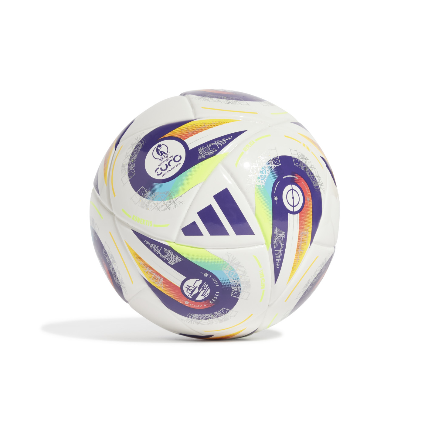 Adidas Women's EURO25 Mini Voetbal Maat 1 Wit Paars Geel