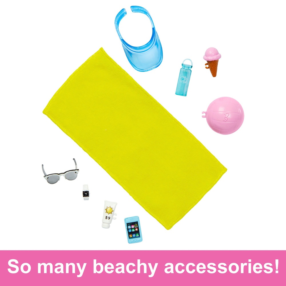 Blonde Ken-Puppe mit Badehose und Strandaccessoires