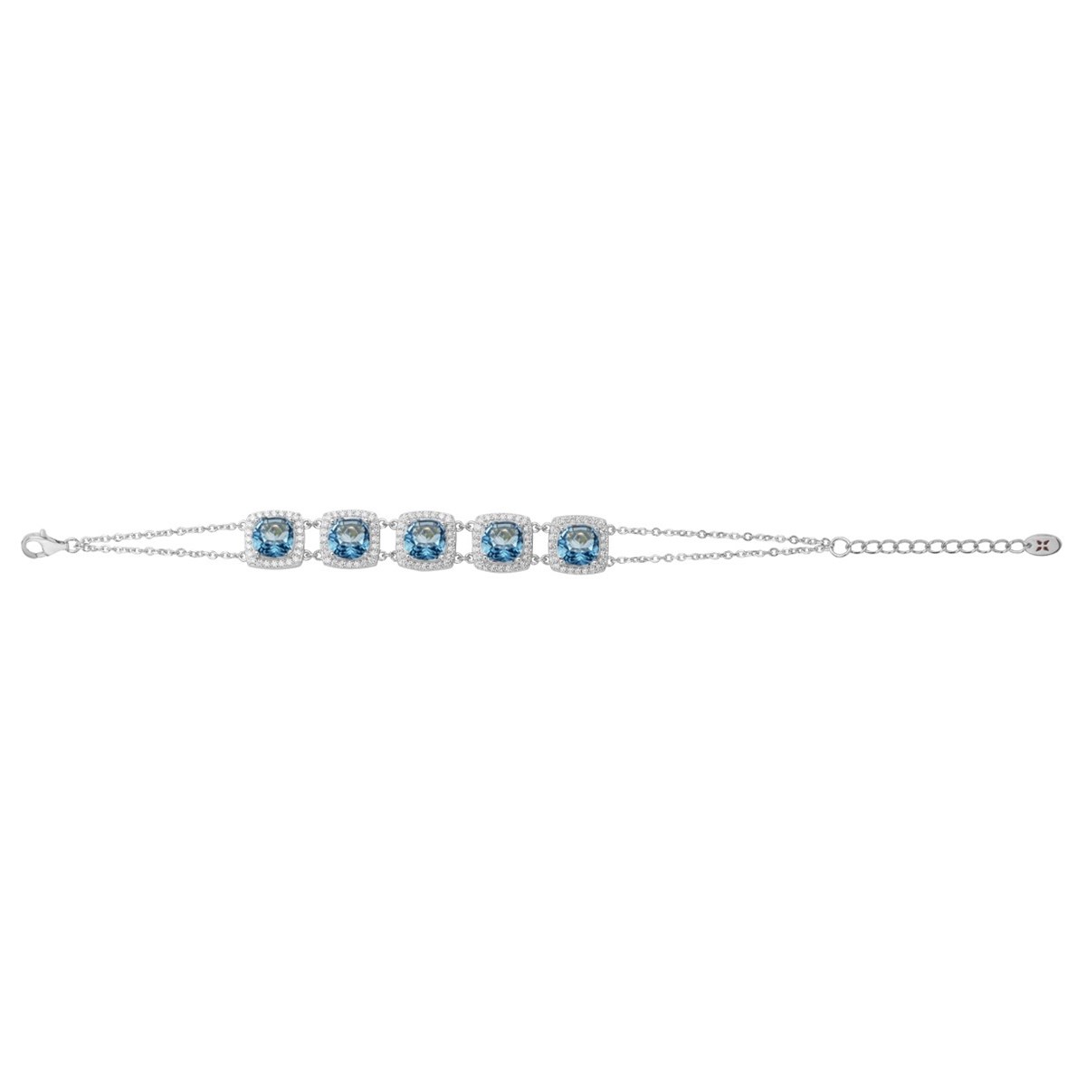 Bracelet souple MARGARET en Argent avec pierre synthétique bleu topaze