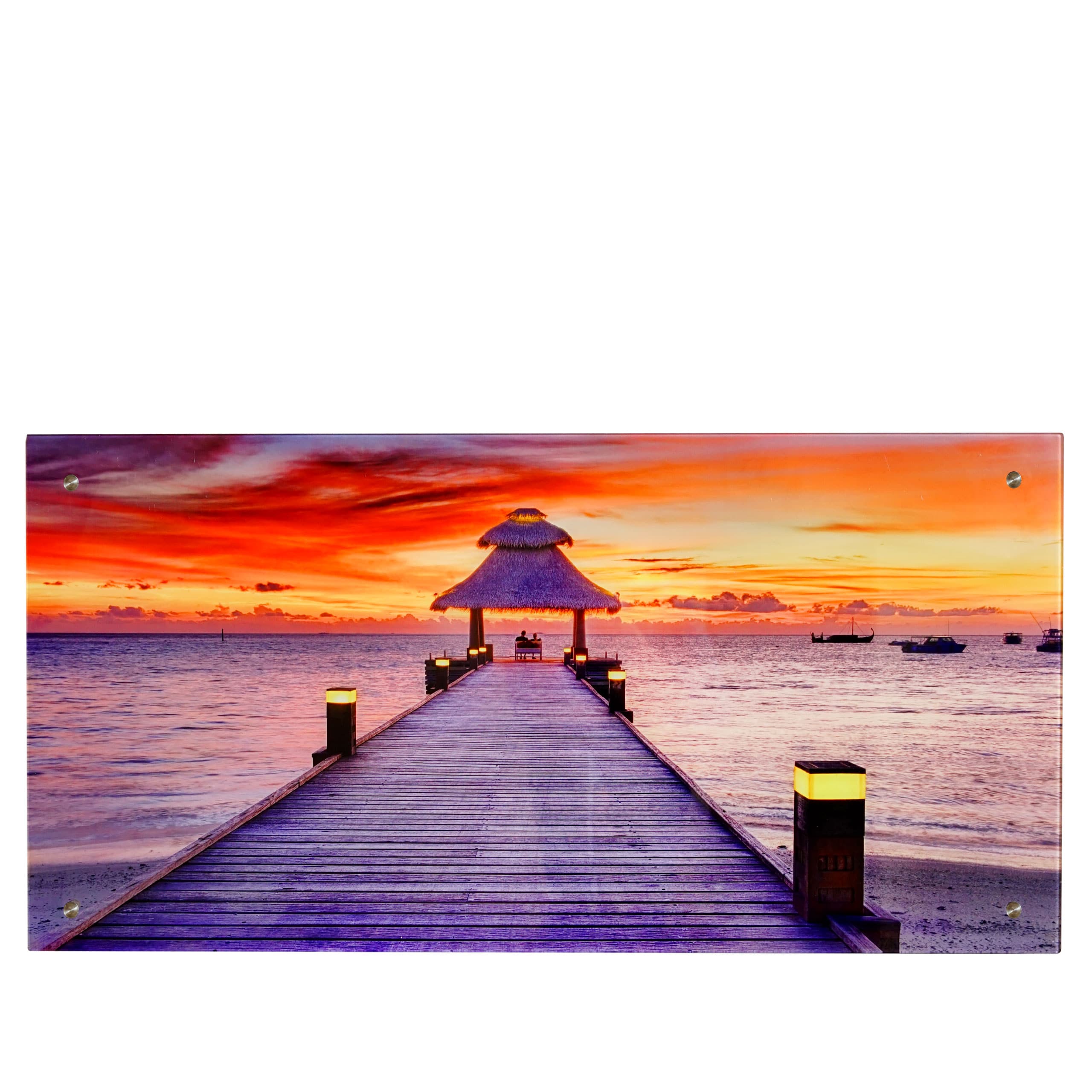 Glasbild T114, Wandbild Poster Motiv, 50x100cm ~ Steg